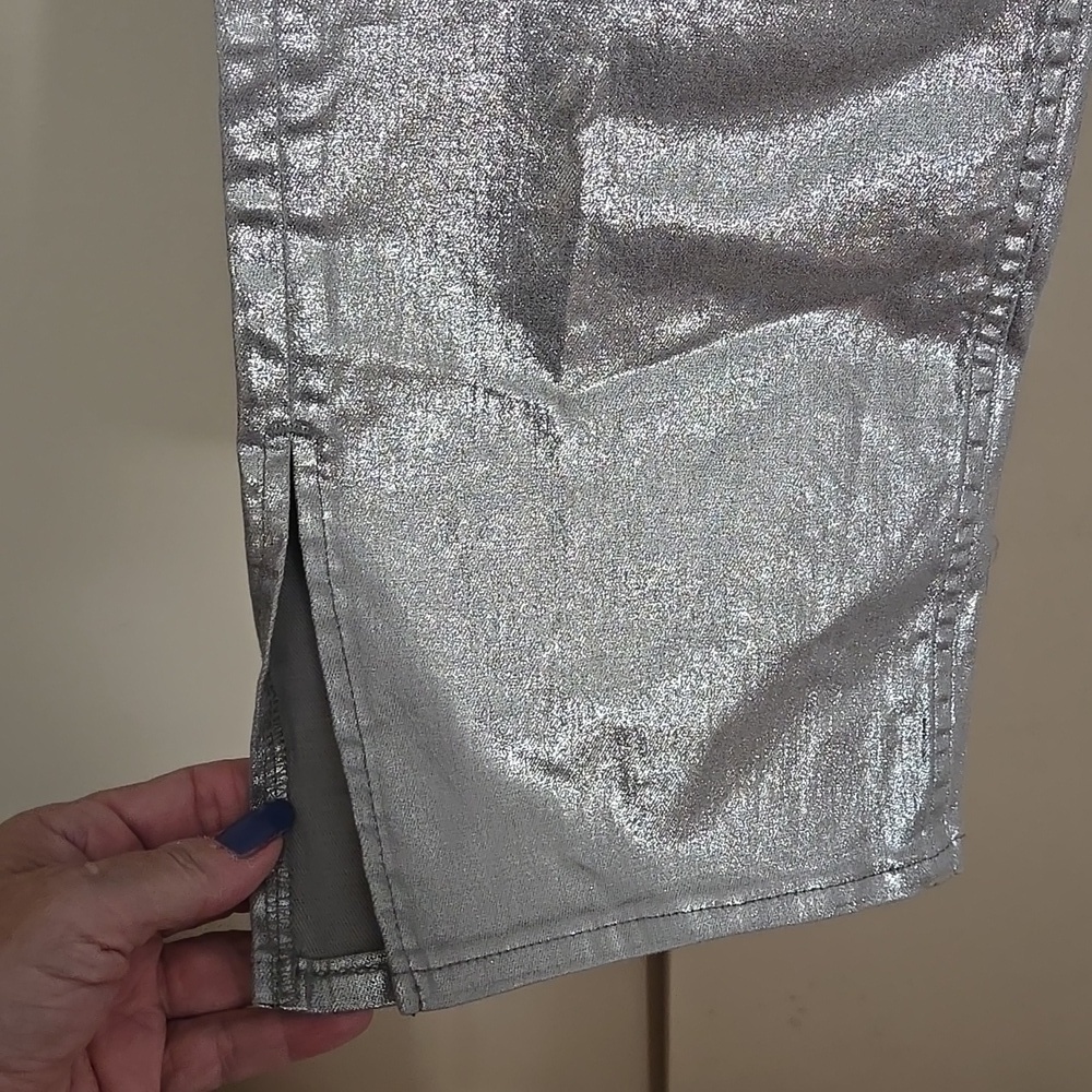 GAP Metallic Silver 90s Mid Rise Jeans Pants Size 28/6 Tall - Picture 4 of 9